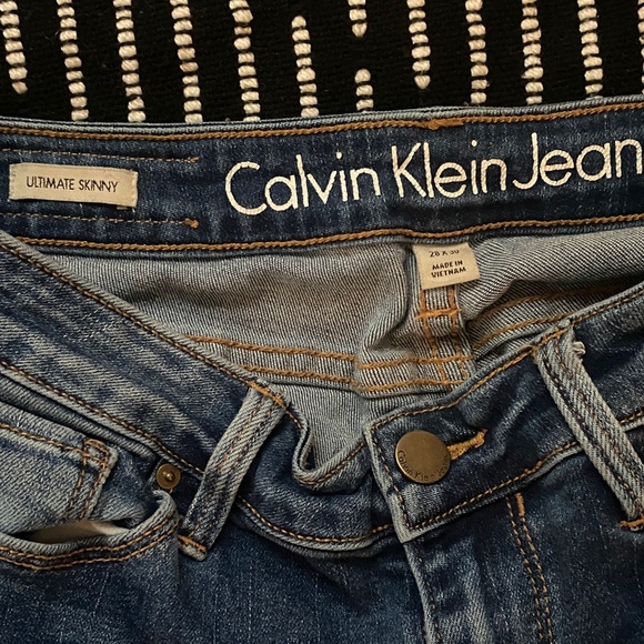 Calvin Klein Women's Distressed Skinny Jeans - Blue - Picture 2 of 3